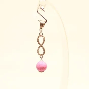 Unendlichkeits-Schmuckset: Kettenanhänger & Ohrringe in Rosa - kettenanhaenger modeschmuck versilbert unendlichkeit perle rosa (1)